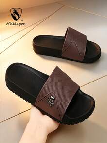 夏季大尺碼 38-49 男士拖鞋，戶外舒適男士休閒鞋，輕量防滑居家拖鞋，耐穿透氣男士涼鞋，日常穿著男士鞋（不對稱圖案款） - 棕色t889 - 查看 1