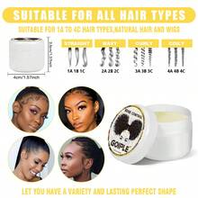 Goiple Waterproof Lace Glue Kit Wig Lace Bond Melting Spray Extra Hold For Lace Front Glueless Adhesive,Includes Lace Melting And Holding Spray,Wig Glue,Adhesive Remover,Rat Tail Comb,  Double Sided Brush,Eyebrow Trimmer,Elastic Hair Band,HD Wig Caps - 13pcs-100ml - 查看 7