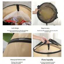 1pc Foldable Camping Garbage Bin With Large Capacity Double Layered Trash Bag, Windproof Collapsible Bucket For Picnic & BBQ, Outdoor Garden Storage Container - 37L Black Trash Can - View 8