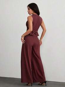 Trajes de mujer, elegantes para ir al trabajo en otoño/invierno - Burdeos - Ver 2