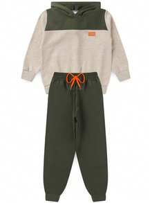 Boys' Winter Fleece Set With Hood, Pants And Jacket - Green - View 11
