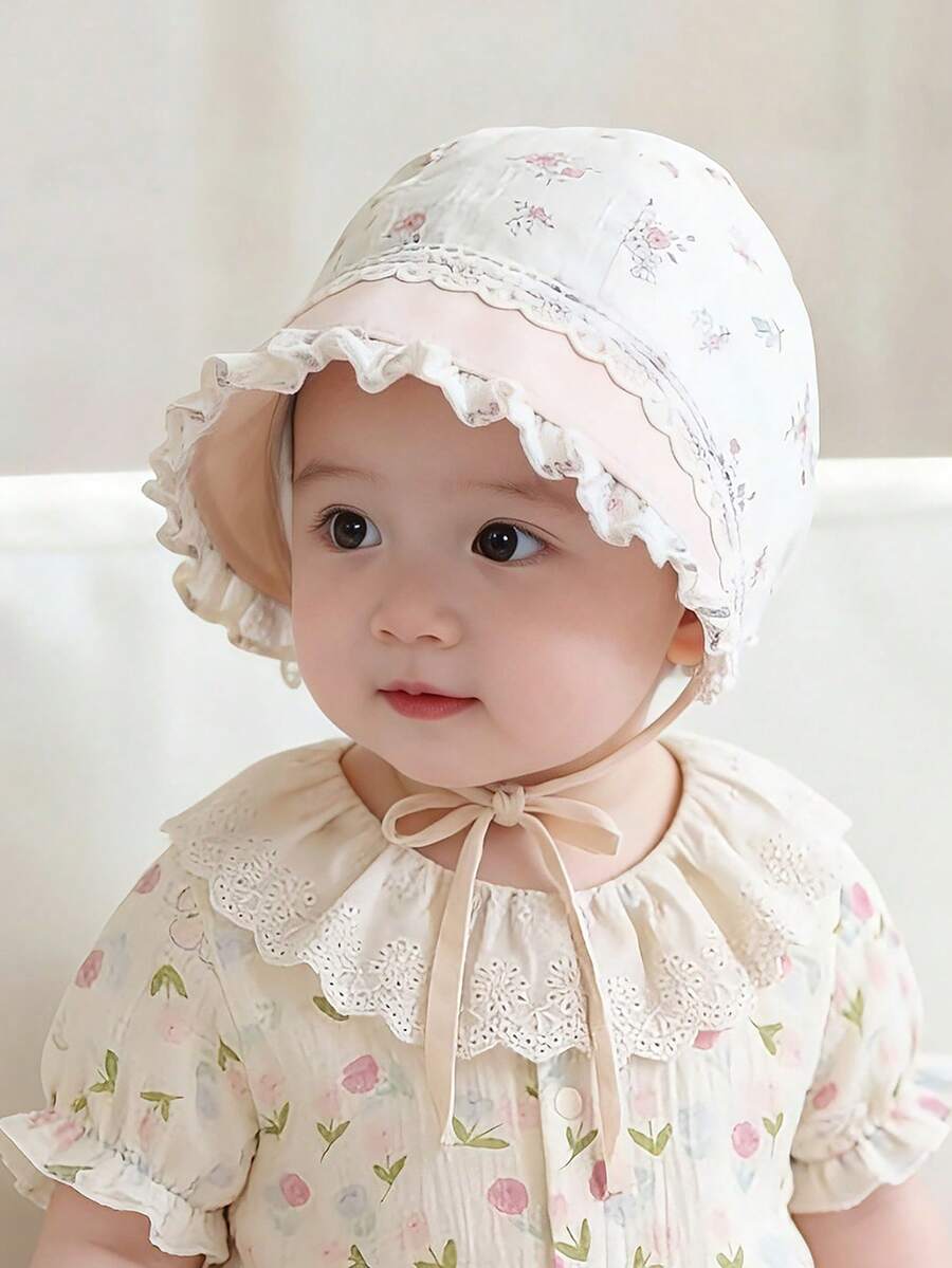 1 pieza Gorro para bebé niña, para primavera/verano/otoño, sombrero de cúpula suave tipo princesa para protección solar para bebés, uso versátil diario - 1PC - Ver 1