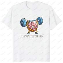 Funny T-Shirt For Weightlifting, Fitness Training, Gym, Donut Lover, Casual Fashion, Loose Hip Hop Casual Wear, T-Shirt, Breathable T-Shirt - 款式 - 查看 1