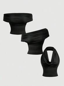Set de 3 piezas de Tops de Tirantes Versátiles para Mujer - Verde militar - Ver 5