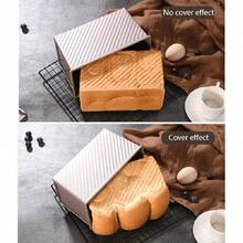 Teglia per Pane Dorata con Coperchio, Antiaderente, Resistente, Teglia per Toast con Coperchio, Teglia da Forno per Pane, Torte Fatte in Casa, Arrosti - 1 - Visualizzare 3