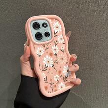 Flower Wavy Curved Colorful Painted Macaron Phone Case, Suitable For Galaxy/Honor/HW/ - Black - View 3