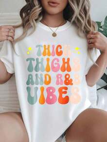 Camiseta Casual de Manga Corta para Mujer - Estilo Veraniego con Cuello Redondo, Lavable a Máquina, Camisetas para Damas, Ropa Casual, Aspecto Moderno, Ajuste Cómodo  
 -Blanco - Blanco - Ver 1