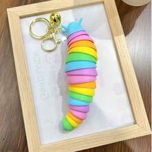 1pc Large Snail Stress Relief Keychain (Random Body Color), Soft Silicone Squeeze Toy Clickable Keychain, Women's Bag Accessory, Cute Ornament, Graduation Gift Accessory, Unisex Adult Finger Keychain, Soothing Keychain, Focus & Relaxation Stretchable Keychain, Birthday Gift, Party Gift, Holiday Gift - Multicolor - View 3