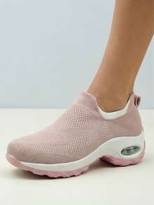 Zapatillas de running con plataforma acolchada, de malla transpirable y ligera para mujer - ylf1855 rosa - Ver 5