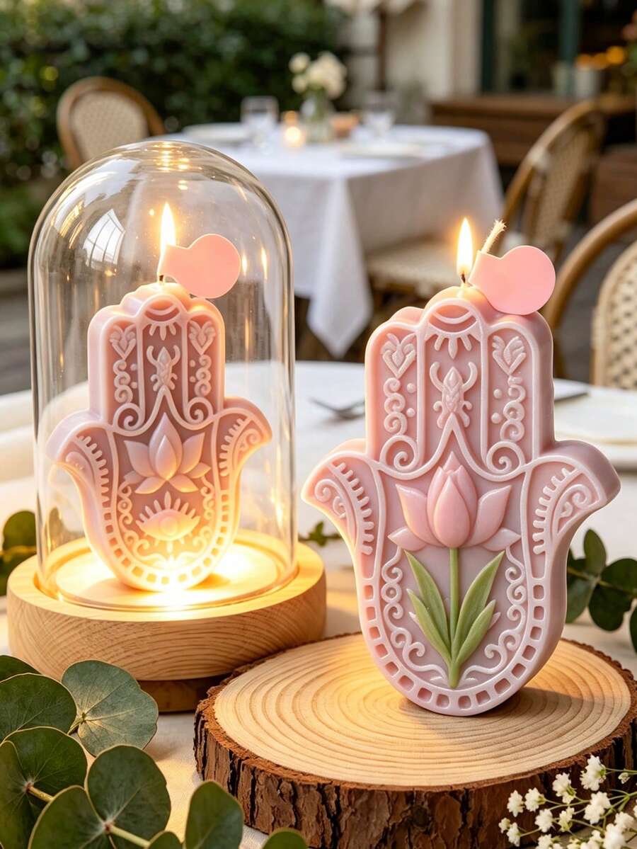 1 pieza Molde de silicona con diseño de loto, flexible y antiadherente, fácil de desmoldar para manualidades de velas de aromaterapia, jabón hecho a mano, resina epoxi y decoración del hogar - A - Ver 1