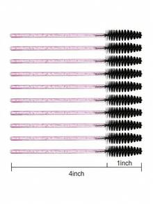 200/100/50pcs Eyelash Brushes & Eyebrow Brushes (Some Specifications With Container), Eyelash Wand Makeup Brush, Eyelash Extension And Eyebrow Brush Set (Rose Black) - Multicolor - View 5