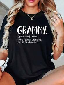 Playera, Camiseta Básica Grammy, Suave y Elástica, Camiseta Casual para Mujer con Estampado Gráfico Grammy, Lavable a Máquina, Cuello Redondo, Manga Corta, para Primavera, Verano, Otoño, Negra con Letras Blancas, Camisetas para Mujer, Ropa para Fanáticos de la Música, Camiseta de Corte Relajado, Tejido Transpirable, Alta Elasticidad, Mezcla de Algodón Puro, 100% Algodón, Para salir, Fresca - Negro - Ver 1