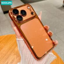 Koolife 1件裝 橘色電鍍亮片透明PC手機殼，透明亮面防震保護殼附鏡頭保護蓋，適用 18 Pro/18 Pro Max/17/17 Pro/17 Pro Max - 橘色 - 查看 3