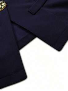 delgado sin mangas para mujer con botones metálicos grandes de estilo minimalista francés - Azul marino - Ver 4