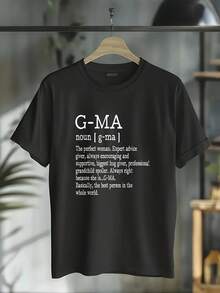 G-MA Women's Casual Short Sleeve T-Shirt - Grandma Definition Print, Soft, Stretchy, Machine Washable, Crew Neck, Mother's Day Gift, Spring, Summer, Autumn, All-Inclusive Women's T-Shirt, Decal Design, Lightweight Casual Short Sleeve T-Shirt For Women, Everyday Wear (Loo) - 黑色 - 查看 1