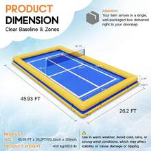 Commercial Floating Pickleball And Volleyball Court, 46 X 26 FT Inflatable PVC Platform With Quick Setup Net For Pool And Lake Games - 46*26FT - Xem 2
