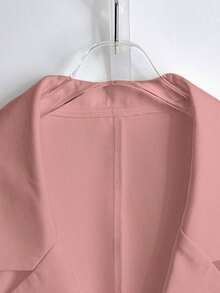 Blazer blanco ajustado de línea A con cuello en V francés, elegante, con lazo y botones sin mangas para mujer, para primavera/verano - Rosa - Ver 4