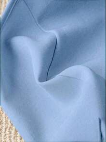 Chaleco elegante y romántico de mujer con unicolor, plisado, asimétrico, con botones y cuello en V, adecuado para ir al trabajo y el Día de San Valentín - Celeste - Ver 6