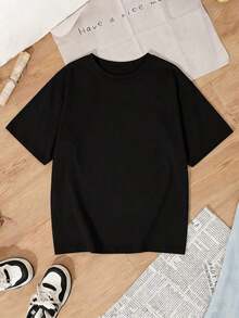 Women's Casual Short-Sleeve Knit T-Shirt, Versatile And Suitable For Streetwear, Everyday Wear, Y2K Style/Crop Top, Crew Neck, Outdoor Activities, Camping, Concerts, Hip-Hop, Rock, And Rap Events. Crew Neck T-Shirt With Strawberry Graphic Print, Comfortable And Cozy. - 黑色 - 查看 3