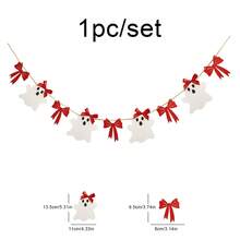 Halloween Vintage Cute Red Bow White Bell Ghost Party Decoration Banner Backdrop Wall Hanging Garland - Multicolor - View 8