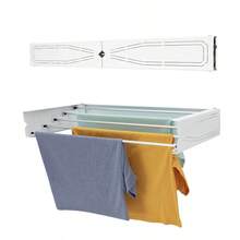 Wall Mounted Clothes Drying Rack |  Retractable Laundry Clothes Airer | Collapsible Folding Washing Line Clothes Dryer, Indoor & Outdoor - White (Patterned) - View 1