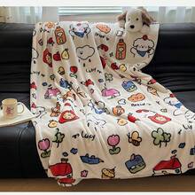 Printed Flannel Blanket, Soft Lightweight All Season Air Conditioner Blanket, Portable Warm Cover Blanket For Student Dormitory Bedroom Sofa Decor - Multicolor - View 12