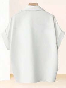 Blusa de Mujer de Diseño Francés Elegante y de Alta Gama con Manga Holgada Tipo Murciélago y Cuello Reversible - azul real - Ver 10