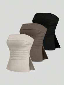Camiseta de tirantes casual y versátil con abertura lateral para mujer - Multicolor 11 - Ver 9