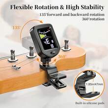 USB Rechargeable Clip-On Tuner With Color Display For Guitar, Bass, Ukulele, Violin - 360° Rotating, Easy To Use - LGL-02A - View 3
