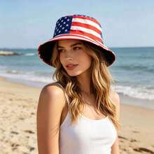 Summer Reversible Bucket Hat World Cup Flag Print Fan Hat Sun Protection UV Protection Flag Print Bucket Hat - Multicolor - View 9