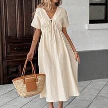 Apricot Bowknot Casual Midi Dress For Women Baby Blue Dress,Sun Dresses For Women Work Summer Dresses,Shirt Dresses For Women - Verde - Ver 6