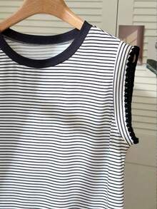 Nueva camiseta de manga corta con bloques de color y rayas, ropa de primavera/verano - Multicolor 2 - Ver 3