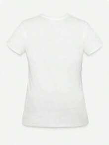 Camiseta playera básica gráfica estampada casual dama mujer manga corta cuello redondo look casual relajado cómodo versátil fresca ligera colorido diseño luna dorado estrellasPure-Cotton - Blanco - Ver 3