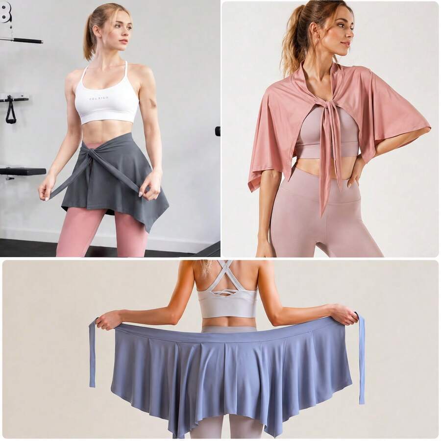 1/2 chiếc khăn choàng nữ, khăn choàng/khăn quàng cổ/thắt lưng/váy thể thao nhanh khô, chống nắng, có thể điều chỉnh, che hông giúp trông thon gọn hơn, trang phục tập thể dục yoga, khăn choàng yoga, váy che hông chống hở khi chạy bộ, trang phục yoga. - Nhiều màu - Xem 1