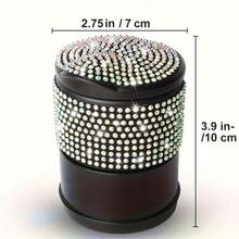 1pc Sparkling Rhinestone Car Ashtray With Lid, Durable ABS Material, 4 Colors Available, Elegant Crystal Design, Sealed Odor-Proof And Dust-Proof, Compact Multifunctional, Suitable For Car, Home And Office - Multicolor - View 7