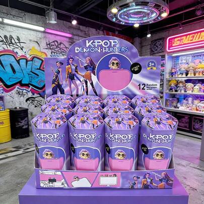 Hasbro 独立密封纸盒+PVC材质KPOP惊喜盒，赛博朋克风格，角色印花，六边形盒子，粉丝收藏手办