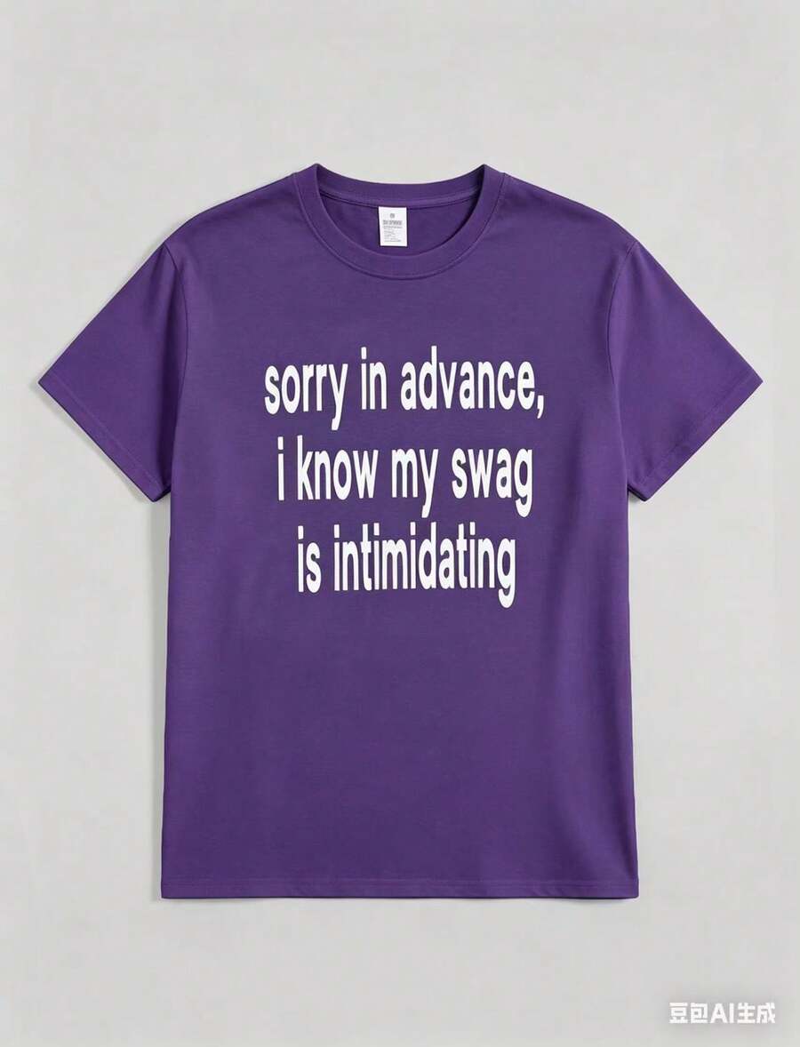 Hot Classic StyleSorry In Advance, I Know My Swag Is Intimidating Baby Tee L Y2k Graphic TeesRound Neck Loose Fit T-Shirt - Purple - View 1