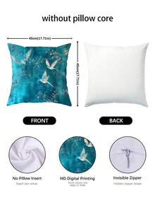 1/2/4 Fundas de cojín decorativas con un diseño de pájaro azul celeste en estilo chino, que miden 45 x 45 cm. Tienen un diseño de arte abstracto, cierre con cremallera y están hechas de poliéster lavable a máquina - Azul - Ver 7