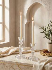 3pcs/1pc Elegant Transparent Candle Holder/Candle Stand, Room Decor/Home Decor/Tabletop Decor, Natural Crystal Design, Suitable For Furniture Decor, Home Desk Decor, Wedding Centerpiece, Office Decor, Outdoor Garden Decor, Room Decor, Family Gathering, Dining Table Decor, Wedding, Events, Gift For Best Friend/Christmas/Thanksgiving/Halloween - Clear - View 9