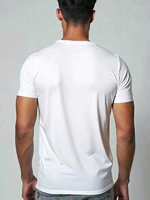 Regalo [Camiseta Deportiva] Camiseta de Algodón Holgada para Hombre con Estampado "Real Ones Move In Ones Silence Money Stacks" y Diseño Tipográfico de Símbolos de Dólar, Azul, Ropa Informal, Cómoda, Transpirable, Camiseta Deportiva Casual, Navidad, Regalo, Todas las Tallas, Estilo Urbano, 1 Pieza, Camiseta Relajada de Talla Grande, Suave - Blanco - Ver 3