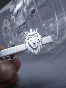 1pc Stainless Steel Lion Head Crown Men's Tie Clip - Men's Gold Hollow Stainless Steel Business Formal Tie Clip, Non-Fading And Anti-Slip Fixed Clip, Suitable For Wedding, Groomsman, Banquet, High-End Accessory For Workplace Suit Shirt, Boyfriend Gift, Birthday Gift, Father's Day Gift, Halloween, Christmas - Multicolor - View 7