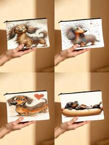 Túi đựng mỹ phẩm in hình chó Dachshund ngộ nghĩnh, túi đựng đồ vệ sinh cá nhân chủ đề xúc xích, túi hai mặt tiện dụng, thích hợp cho du lịch và sử dụng hàng ngày, món quà tuyệt vời cho những người yêu chó và người hâm mộ thú cưng. - Nhiều màu - Xem 1
