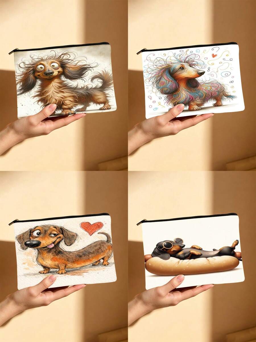 Túi đựng mỹ phẩm in hình chó Dachshund ngộ nghĩnh, túi đựng đồ vệ sinh cá nhân chủ đề xúc xích, túi hai mặt tiện dụng, thích hợp cho du lịch và sử dụng hàng ngày, món quà tuyệt vời cho những người yêu chó và người hâm mộ thú cưng. - Nhiều màu - Xem 1