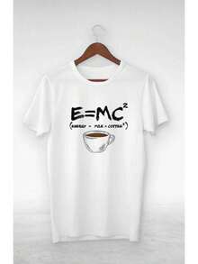 Unisex Oversized T-Shirt For Men And Women With Coffee Print E MC, Loose And Comfortable - White - View 7