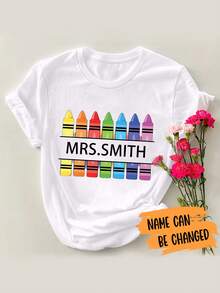 Camiseta de Manga Corta Personalizada para Mujer - Blanco - Ver 6