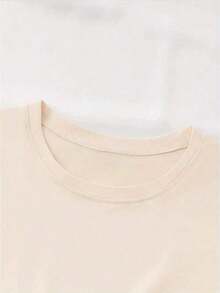 Camisetas De Calor Para Mujer1 Pieza De Ropa Casual De Moda Para Hombres Y Mujeres, Moda Femenina, Sudadera Con Estampado De Letras Y Patrones, Sudadera De Cuello Redondo Para Primavera Y OtoñO, VersáTil Para Mujeres, FáCil De Combinar, Para Uso Diario, Estilo Urbano, Ropa De Vacaciones, Ropa De Fin De Semana. - Albaricoque - Ver 3