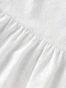 Blusa con volantes y mangas abullonadas con lazo en la parte delantera - Blanco - Ver 6