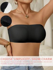 CELILIN 2pcs Strapless Bras, Seamless Invisible Bras, Suitable For Off Shoulder/Spaghetti Strap Dresses - Multicolor - View 3