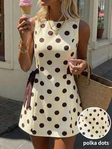 Vestido coreano de mujer con estampado de lunares, lazo y tirantes versátil y de moda - Multicolor - Ver 2
