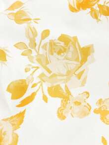 Vestido largo con estampado floral romántico con escote de cuello alto, para el Día de San Valentín, vestido de primavera, atuendo para brunch, atuendo para fiesta del té, atuendo para vacaciones en la playa, vestido floral para mujer, vestido v - Amarillo - Ver 3